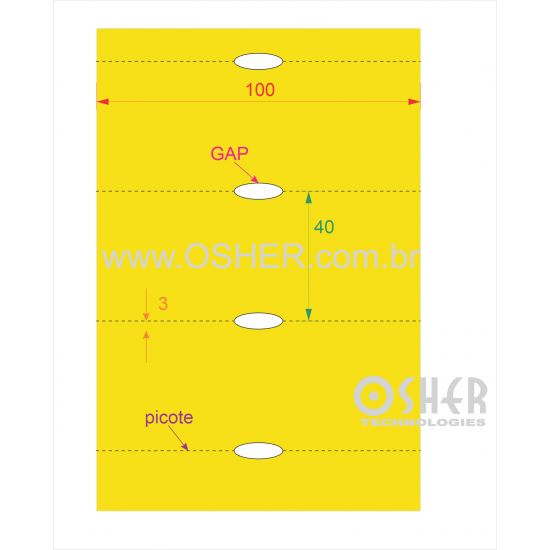 Etiqueta Adesiva Couchê 100  x 40  x 1 GC Gôndola Chap Amarelo