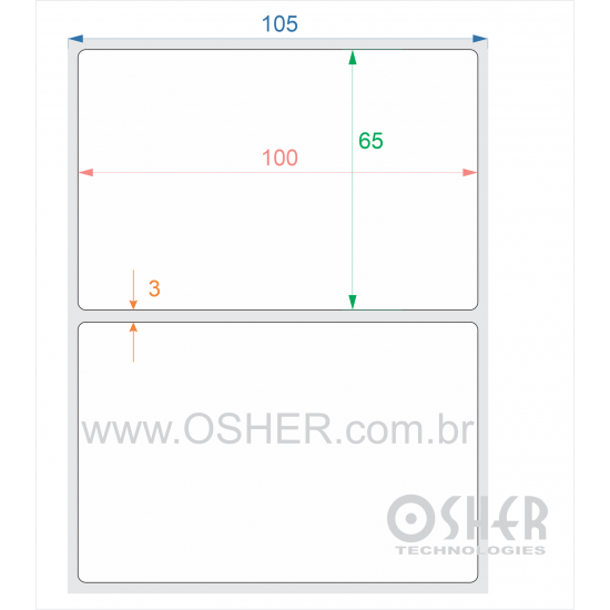 Etiqueta Adesiva Couchê 100  x 65  x 1