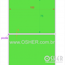 Etiqueta Adesiva Couchê 100  x 75  x 1 Chap Verde Fluor Picote