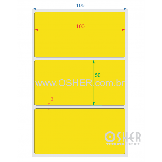 Etiqueta Adesiva Couchê 100 x 50 x 1 Chap Amarelo 