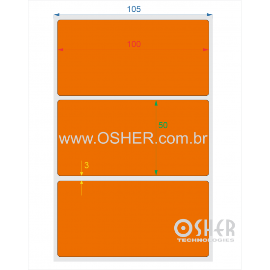 Etiqueta Adesiva Couchê 100 x 50 x 1 Chap Laranja