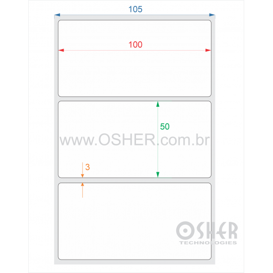 Etiqueta Adesiva Couchê 100 x 50 x 1