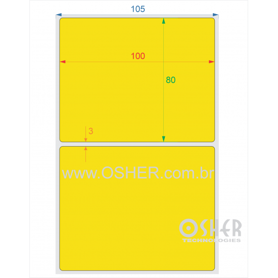 Etiqueta Adesiva Couchê 100  x 80  x 1 Chap Amarelo