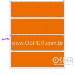 Etiqueta Adesiva Couchê 105  x 30  x 1 Picote Chap Laranja