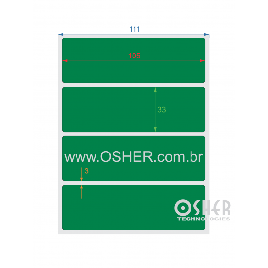 Etiqueta Adesiva Couchê 105  x 33  x 1 Chap Verde