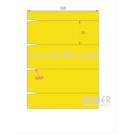 Etiqueta Adesiva Couchê 105  x 35  x 1 GE Sem Picote Chap Amarelo