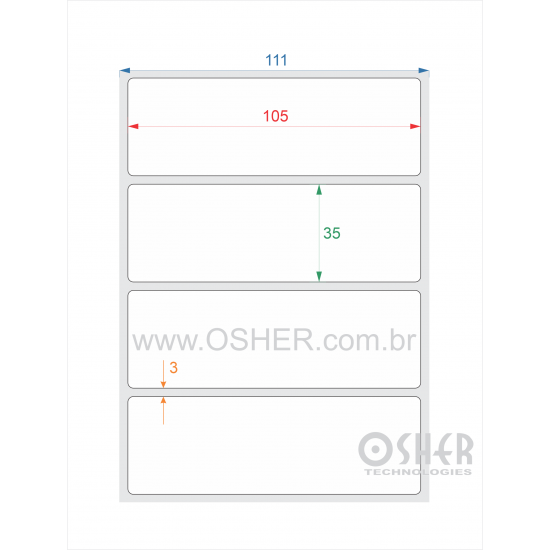 Etiqueta Adesiva Couchê 105  x 35  x 1
