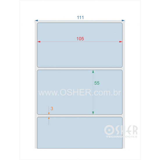 Etiqueta Adesiva Couchê 105  x 55  x 1 Chap Azul Claro