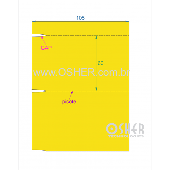 Etiqueta Adesiva Couchê 105  x 60  x 1 GE Sem Divisão Chap Amarelo 