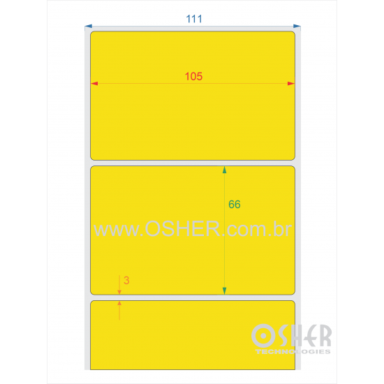 Etiqueta Adesiva Couchê 105  x 66  x 1 Chap Amarelo