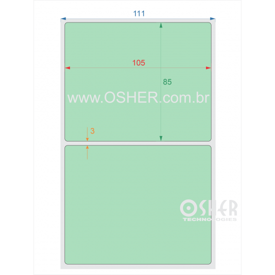 Etiqueta Adesiva Couchê 105  x 85  x 1 Chap Verde Claro