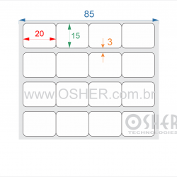 Etiqueta Adesiva Couchê 20  x 15  x 4 Geminada L085