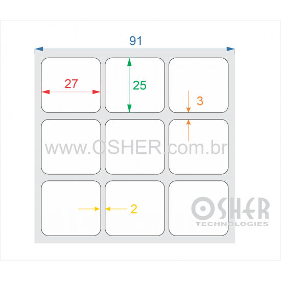 Etiqueta Adesiva Couchê 27  x 25  x 3 ESP2L