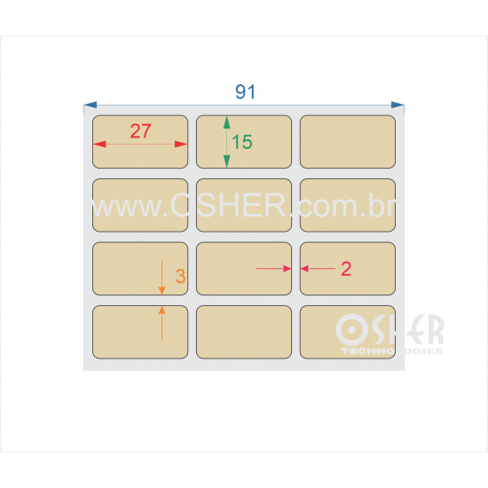 Etiqueta Adesiva Couchê 27  x 15  x 3 ESP2L Chap Bege Claro