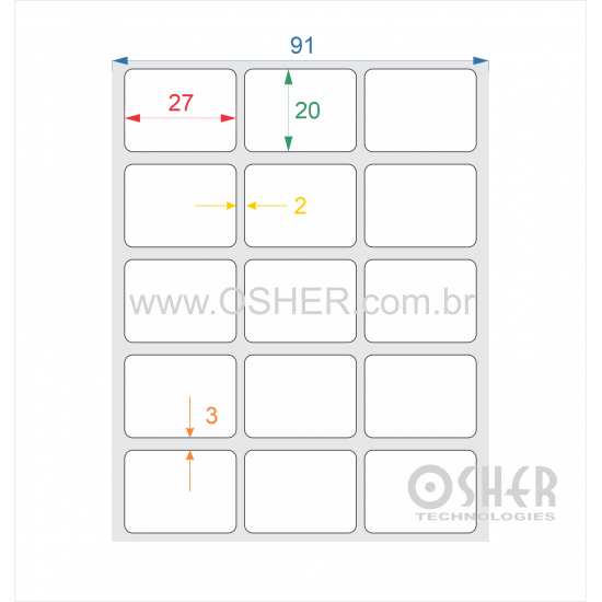 Etiqueta Adesiva Couchê 27  x 20  x 3 ESP2L L091
