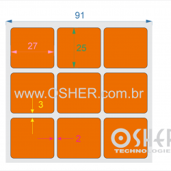 Etiqueta Adesiva Couchê 27  x 25  x 3 ESP2L Chap Laranja