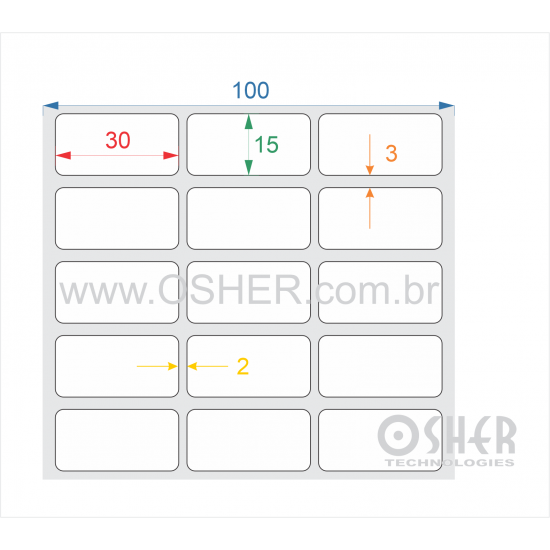 Etiqueta Adesiva Couchê 30  x 15  x 3 ESP2L L100