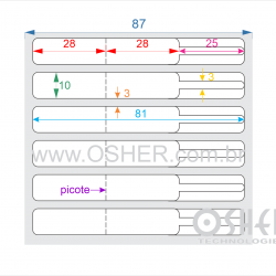 Etiqueta Adesiva BOPP Branco Brilhante Acril. 22g Joalheiro 81  x 10  (Corpo 28+28X10 e Filete 25X3) UN RET L087