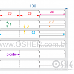 Etiqueta Adesiva BOPP Branco Brilhante Acril. 22g Joalheiro 92  x 11  (Corpo 28+28X11 e Filete 36X3) UN RET L100