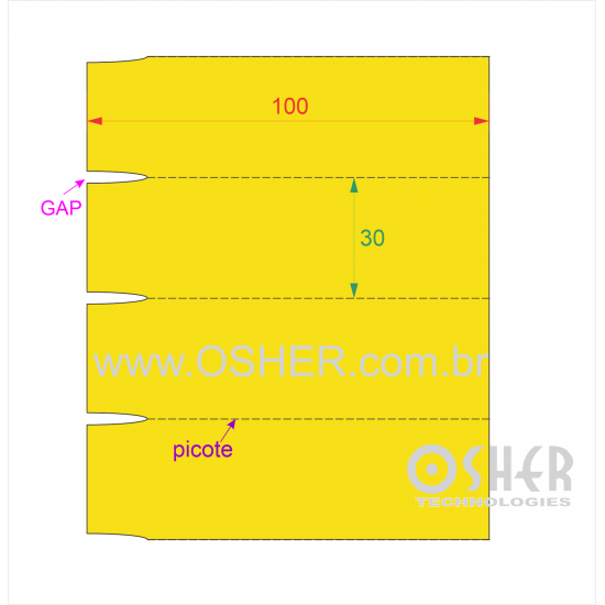 Etiqueta Adesiva Couchê 100  x 30  x 1 GE Gôndola Chap Amarelo 