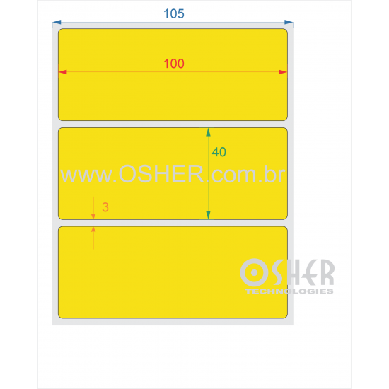 Etiqueta Adesiva Couchê 100  x 40  x 1 Chap Amarelo