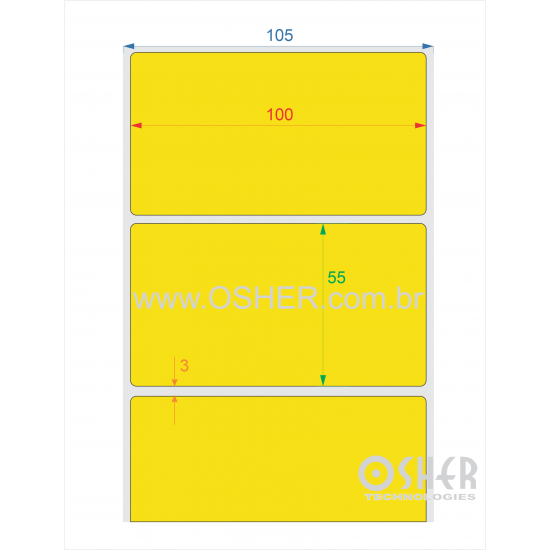 Etiqueta Adesiva Couchê 100 x 55 x 1 Chap Amarelo