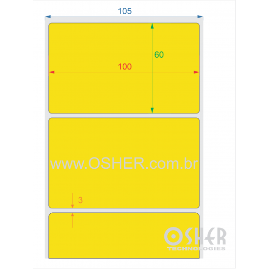 Etiqueta Adesiva Couchê 100  x 60  x 1 Chap Amarelo L105