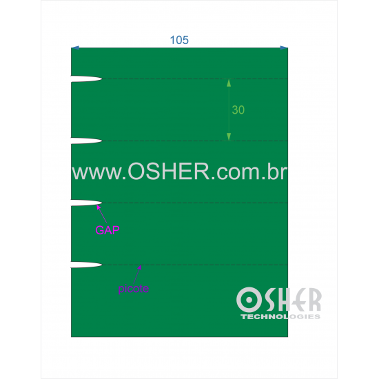 Etiqueta Adesiva Couchê 105  x 30  x 1 GE Sem Divisão Chap Verde