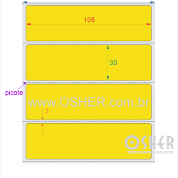 Etiqueta Adesiva Couchê 105  x 30  x 1 Picote Chap Amarelo