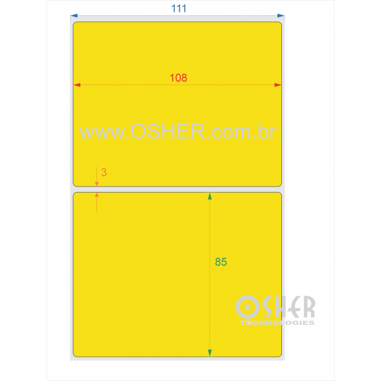 Etiqueta Adesiva Couchê 108  x 85  x 1 Chap Amarelo