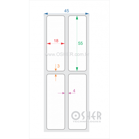 Etiqueta Adesiva Couchê 18  x 55  x 2 ESP4L L045