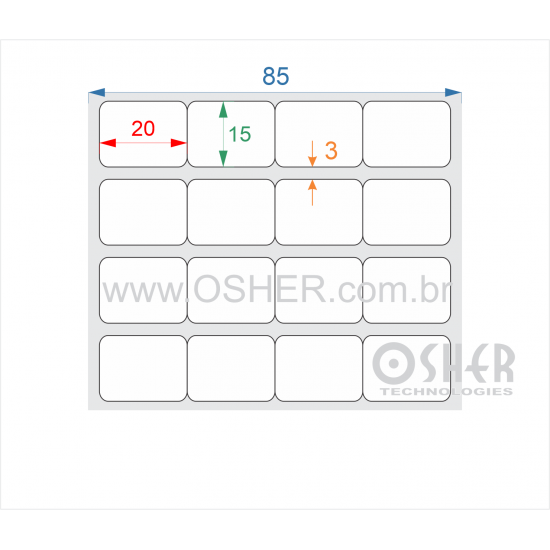 Etiqueta Adesiva Couchê 20  x 15  x 4 Geminada L085
