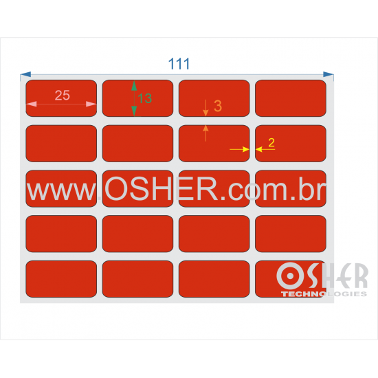 Etiqueta Adesiva Couchê 25  x 13  x 4 ESP2L Chap Vermelho
