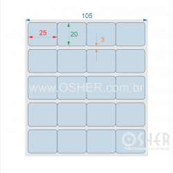 Etiqueta Adesiva Couchê  25   x 20  x 4 Geminada Chap Verde Claro