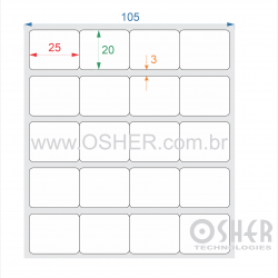 Etiqueta Adesiva Couchê  25  x 20  x 4 Geminada