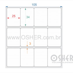 Etiqueta Adesiva Couchê 25  x 34  x 4 Geminada