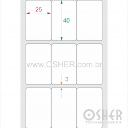 Etiqueta Adesiva Couchê 25  x 40  x 3 Geminada L085