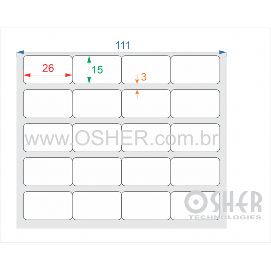 Etiqueta Adesiva Couchê  26  x 15  x 4 Geminada