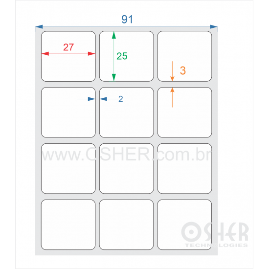 Etiqueta Adesiva Couchê 27  x 25  x 3 ESP2L