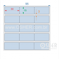 Etiqueta Adesiva Couchê 30  x 15  x 3 Geminada Chap Azul L095