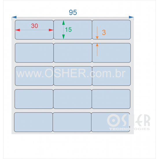 Etiqueta Adesiva Couchê 30  x 15  x 3 Geminada Chap Azul L095