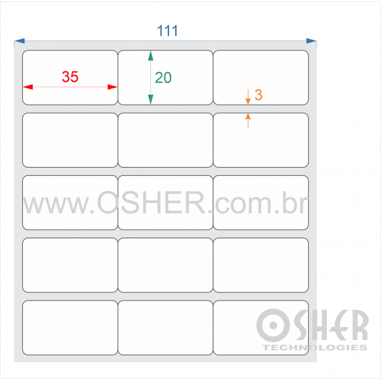 Etiqueta Adesiva Couchê  35   x 20  x 3 Geminada
