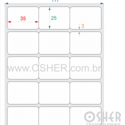 Etiqueta Adesiva Couchê  35  x 25  x 3 Geminada