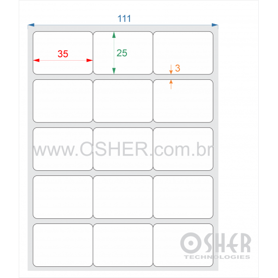 Etiqueta Adesiva Couchê  35  x 25  x 3 Geminada