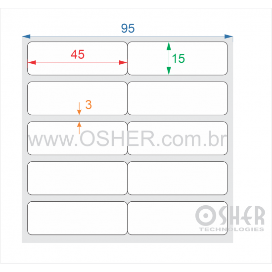 Etiqueta Adesiva Couchê  45   x 15  x 2 Geminada