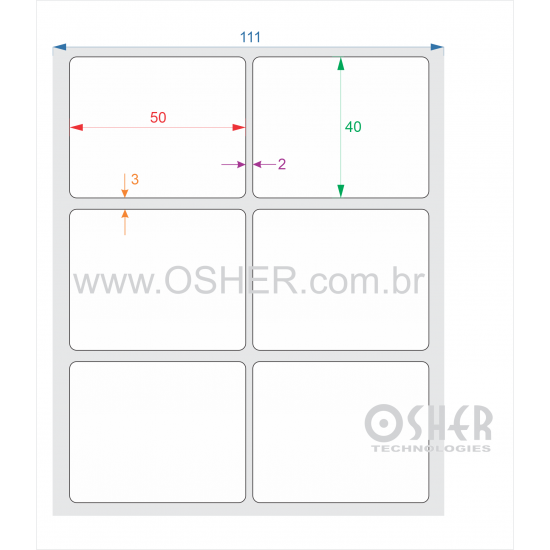 Etiqueta Adesiva Couchê 50  x 40  x 2 ESP2L  L111