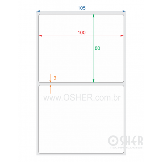 Etiqueta Adesiva Couchê Borr 100  x 80  x 1 L105