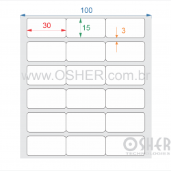 Etiqueta BOPP Branco Brilhante 30  x 15  x 3 Geminada L100