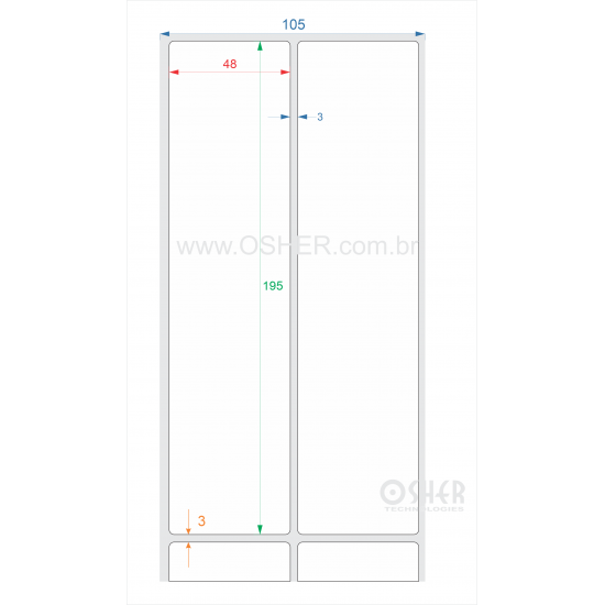 Etiqueta BOPP Branco Brilhante 48  x 195  x 2 ESP3L L105