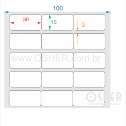 Etiqueta BOPP Branco Fosco 30  x 15  x 3 Geminada L100